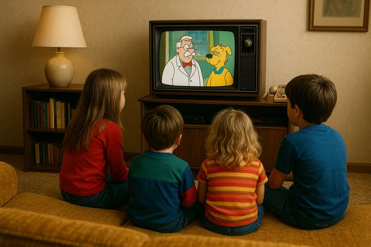 Niños viendo la televisión con entusiasmo, representando la evolución del entretenimiento digital hacia el mejor IPTV España.